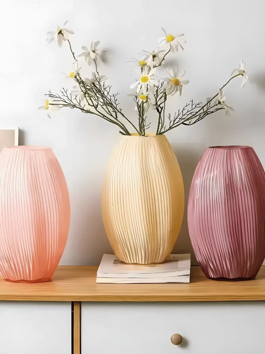 Ваза стеклянная для цветов жёлтая 27 см — изображение 4