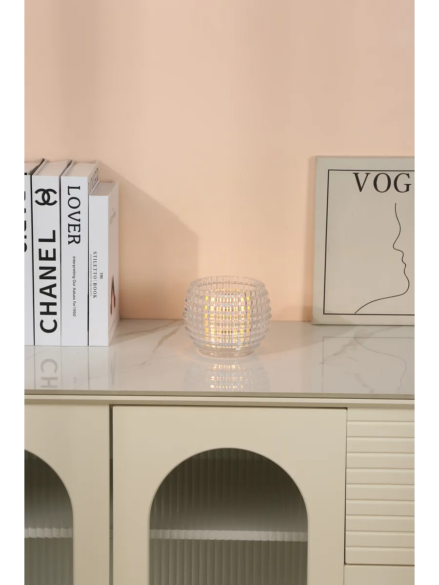 Подсвечник стеклянный для свечей таблеток прозрачный 11см — изображение 4