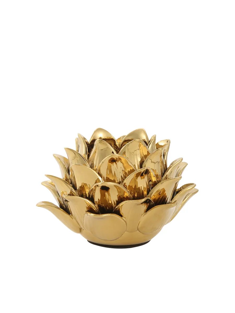 Подсвечник керамический для свечей золотой лотос 10см — изображение 4