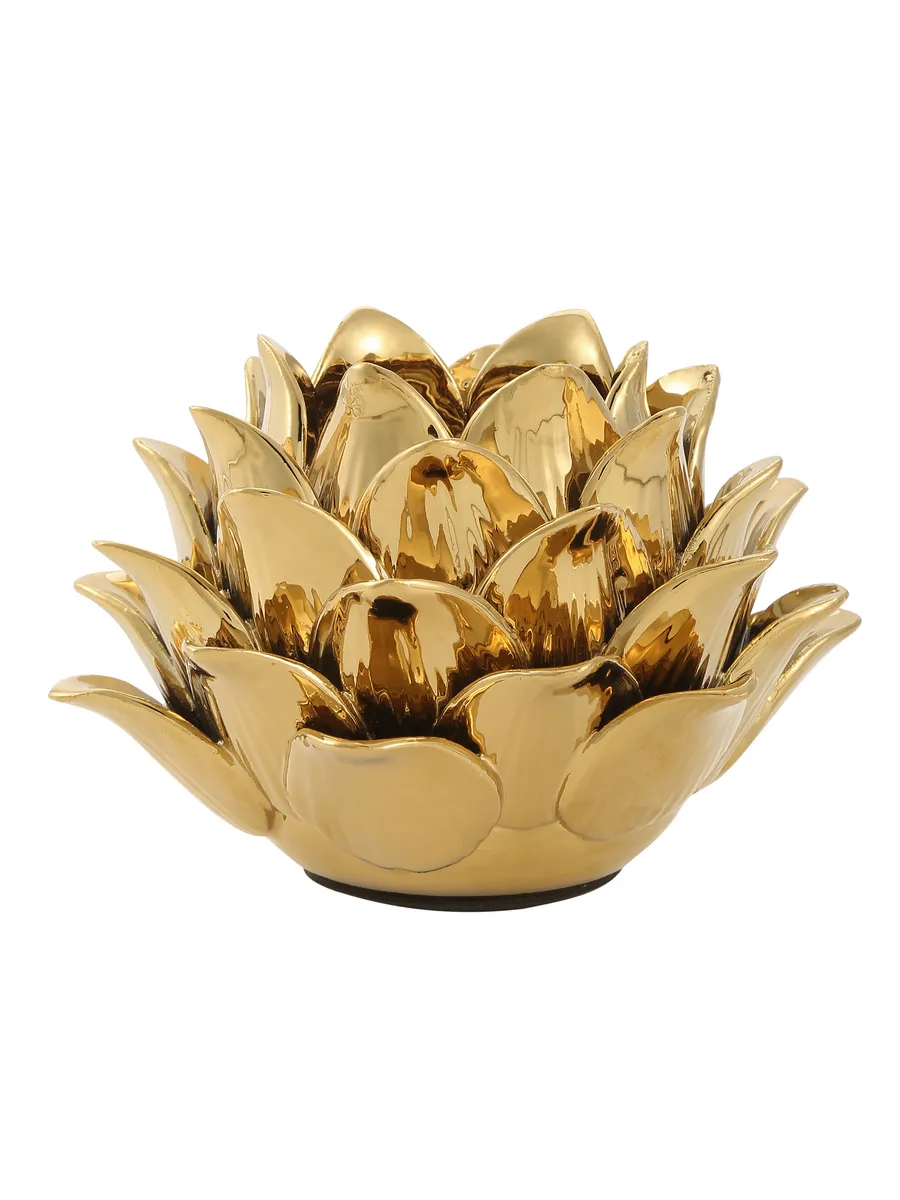 Подсвечник керамический золотой для свечей лотос 11см — изображение 4