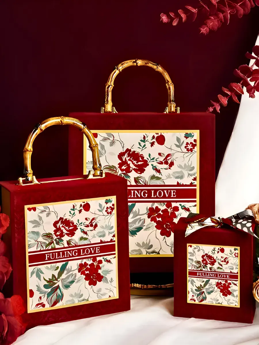 Подарочная коробка прямоугольная для подарков 12*6*14см крас — изображение 4