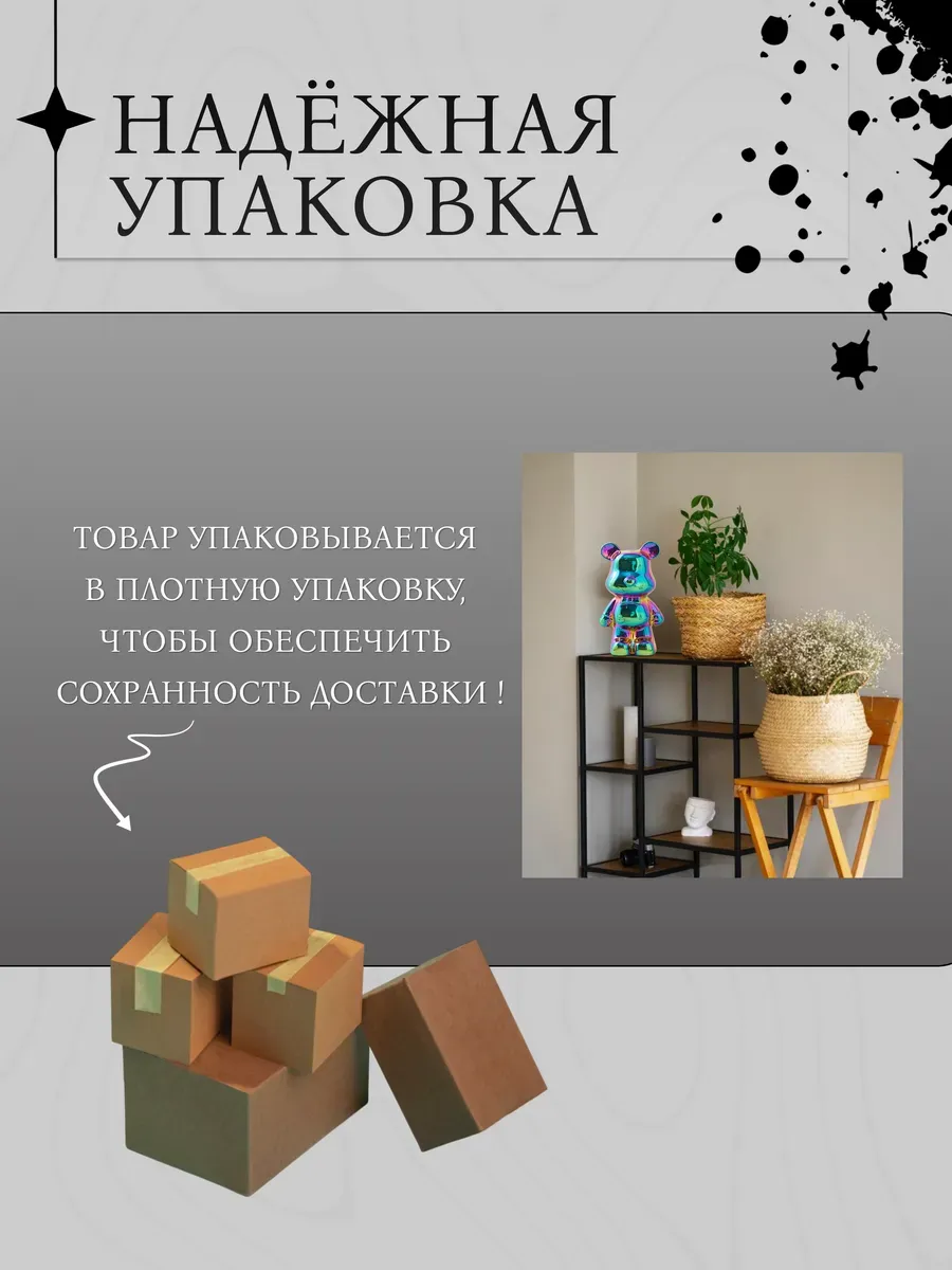 Керамическая статуэтка-копилка мишка Bearbrick 21 см — изображение 4