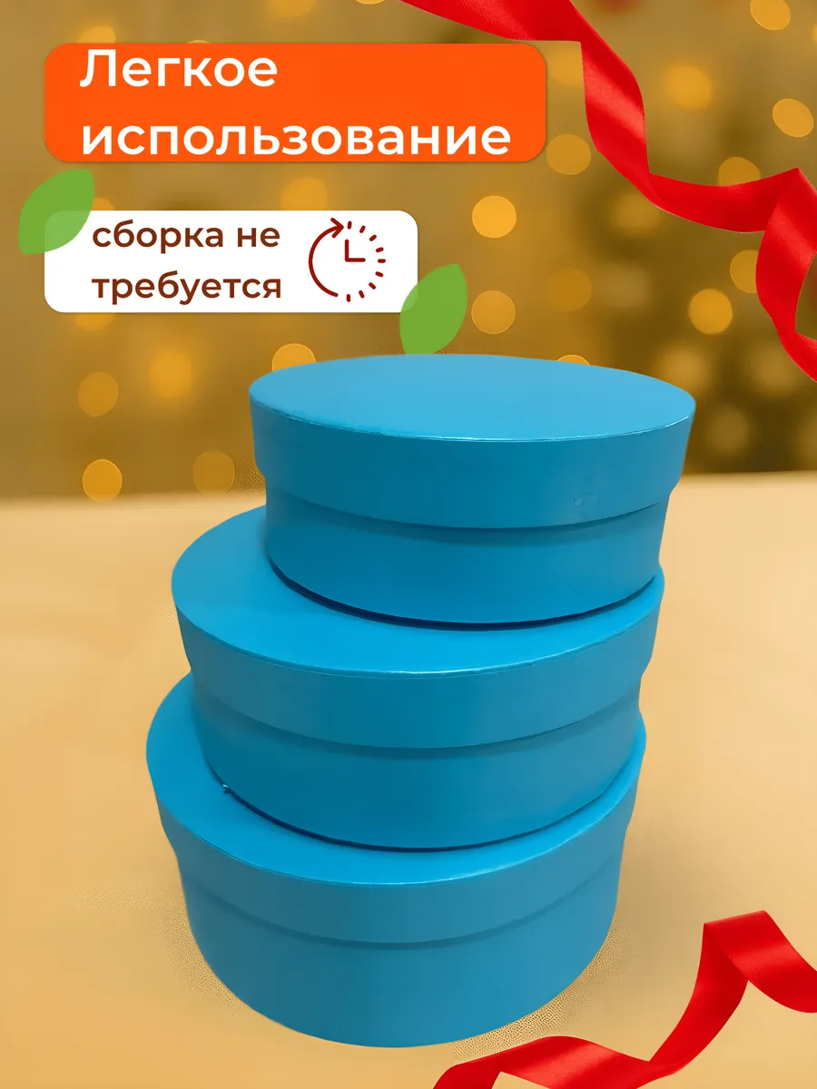 Подарочная коробка темно-голубая, набор 3 шт — изображение 4