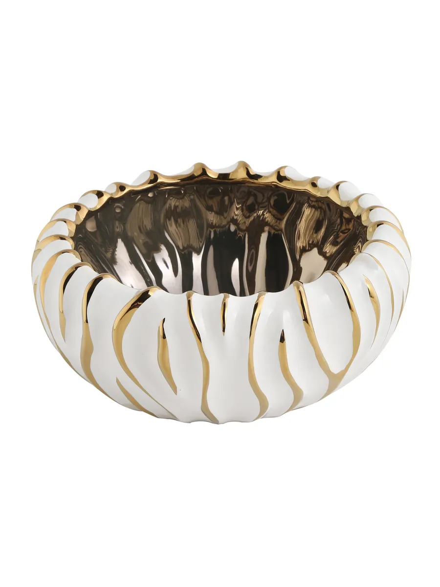 Ваза керамическая для цветов белая золотая 10 см — изображение 4