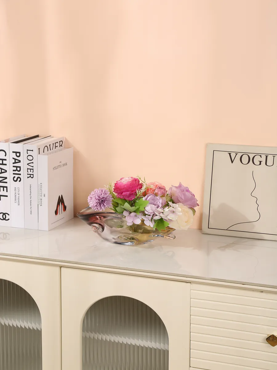 Ваза литое стекло для цветов градиентная 11х30 см — изображение 4